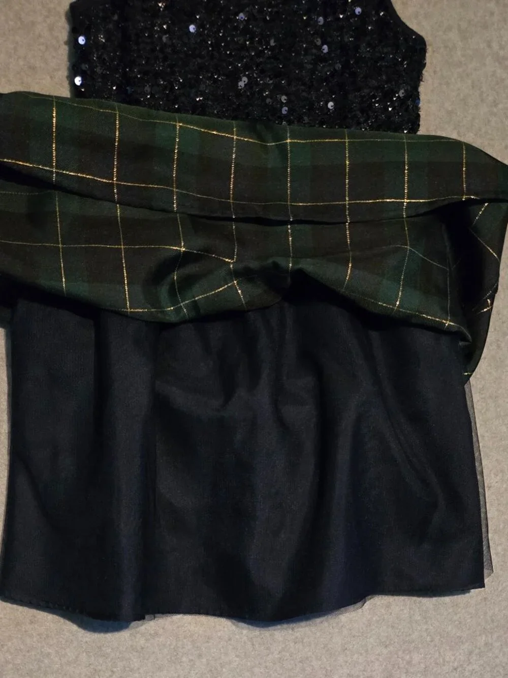Children's Place Girl's Sequin Plaid Dress- Green Blue Size 6 Lined